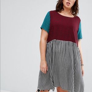 MULTICOLORED CHECKER PLUS SIZE DRESS